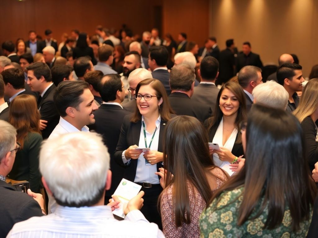 Oameni care fac networking la un eveniment de afaceri.